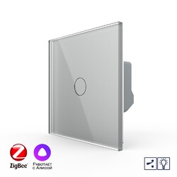 Одноклавишный проходной умный сенсорный диммер Livolo ZigBee, 1 пост, Серый