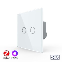 Двухклавишный проходной умный сенсорный диммер Livolo ZigBee, 1 пост, Белый