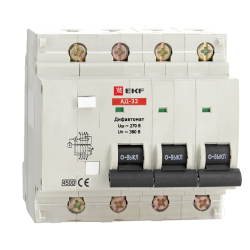 Дифференциальный автомат АД-32 4P 16А/100мА (характеристика C, тип AC) 4,5кА EKF