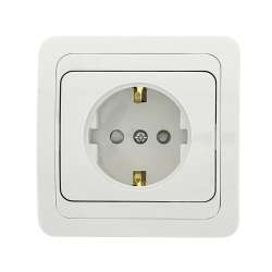 Лондон Розетка 1-местная с заземлением 16А белая с защ. штор. EKF PROxima