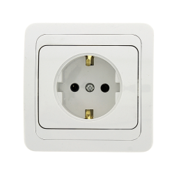 Лондон Розетка 1-местная с заземлением 16А керамика белая EKF PROxima