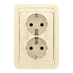 Лондон Розетка 2-местная с заземлением 16А бежевая EKF PROxima