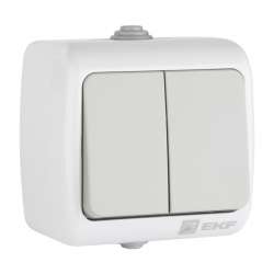 Мурманск Выключатель 2-клавишный 10А IP54 серый EKF