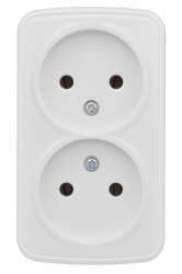 Минск Розетка 2-местная ОП 10А без заземления белая EKF Basic