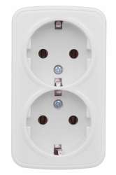 Минск Розетка 2-местная ОП 16А с заземлением белая EKF Basic