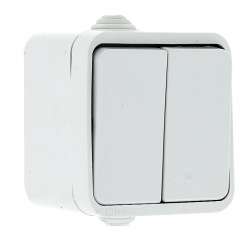 Прага Выключатель 2-клавишный 10А IP44 белый EKF