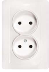 София Розетка 2-местная без заземления, 10А, белая EKF Simple