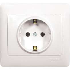 София Розетка 1-местная с заземлением, 16А, белая EKF Simple