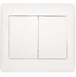 София Выключатель 2-клавишный,10А, белый EKF Simple
