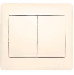 София Выключатель 2-клавишный,10А, бежевый EKF Simple