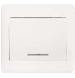 София Выключатель 1-клавишный с индикатором,10А, белый EKF Simple