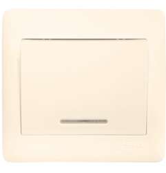 София Выключатель 1-клавишный с индикатором,10А, бежевый EKF Simple