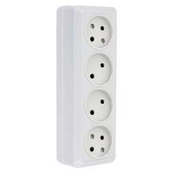 Рим Розетка 4-местная 10А без заземления белая EKF