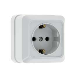 Рим Розетка 1-местная 16А с заземлением белая EKF