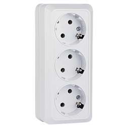 Рим Розетка 3-местная 16А с заземлением белая EKF