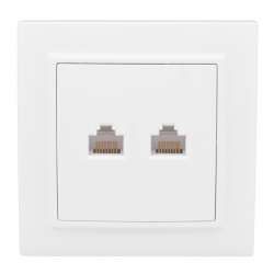 Розетка RJ-45 2-местная СП Минск белая EKF