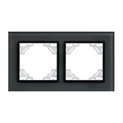 Минск Рамка 2-местная стеклянная черная EKF Basic