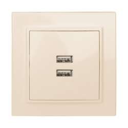 Минск Розетка USB 2-местная СП 2,1А бежевая EKF
