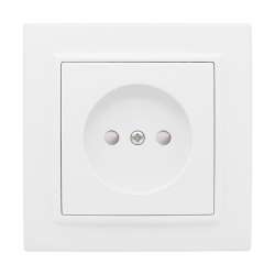 Минск Розетка 1-местная СП без заземления, 10 А, с защ.штор., белая EKF Basic