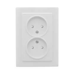 Минск Розетка 2-местная СП без заземления 10А белая с защ. штор. EKF Basic