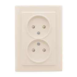 Розетка 2-мест. СП б/з 10А бежевый с защ. штор. Минск EKF