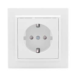 Минск Розетка 1-местная СП с заземлением 16А белая с защ. штор. EKF Basic