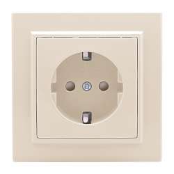 Розетка 1-мест. СП с/з 16А бежевый с защ. штор. Минск EKF
