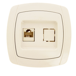 Париж Розетка RJ-45 1-местная 1A 120В бежевая EKF Simple