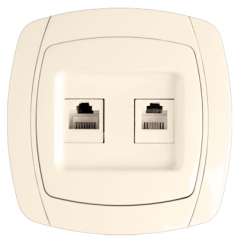 Париж Розетка RJ-45+Phone 1A 120В бежевая EKF Simple