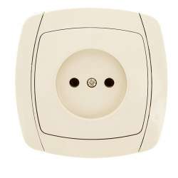 Париж Розетка 1-местная без заземления 10А бежевая EKF Simple