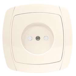 Париж Розетка 1-местная без заземления 10А бежевая с защ. штор. EKF Simple