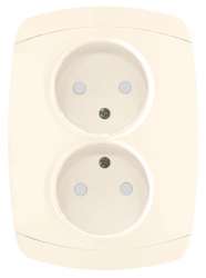 Париж Розетка 2-местная без заземления 10А бежевая с защ. штор. EKF Simple