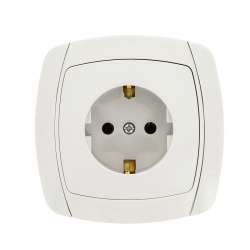 Париж Розетка 1-местная с заземлением 16А белая EKF Simple