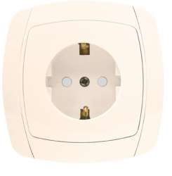 Париж Розетка 1-местная с заземлением 16А бежевая с защ. штор. EKF Simple