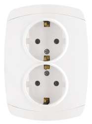 Париж Розетка 2-местная с заземлением 16А белая EKF Simple