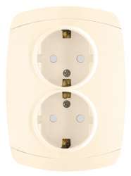Париж Розетка 2-местная с заземлением 16А бежевая с защ. штор. EKF Simple
