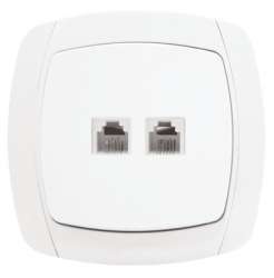 Париж Розетка Phone 2-местная белая EKF Simple