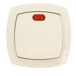 Париж Выключатель 1-клавишный с индикатором 10А бежевый EKF Simple