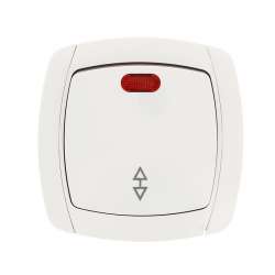 Париж Выключатель проходной 1-клавишный с индикатором 10А белый EKF Simple