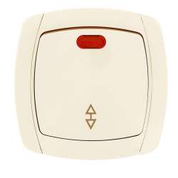 Париж Выключатель проходной 1-клавишный с индикатором 10А бежевый EKF Simple