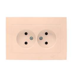 Валенсия розетка 2-местная б/з 10А кремовая с защ. штор. EKF PROxima