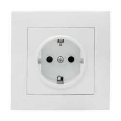 Валенсия розетка 1-местная с/з 16А белая с защ. штор. EKF PROxima