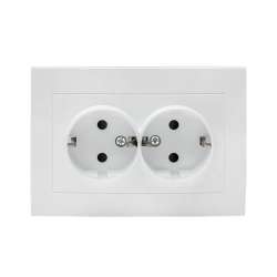 Валенсия розетка 2-местная с/з 16А белая с защ. штор. EKF PROxima
