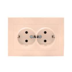 Валенсия розетка 2-местная с/з 16А кремовая с защ. штор. EKF PROxima