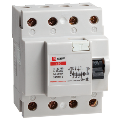 Устройство защитного отключения УЗО 4P 16А/300мА (электромеханическое) EKF