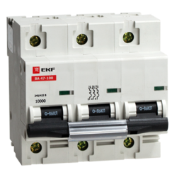 Автоматический выключатель ВА 47-100, 3P 10А (C) 10kA EKF