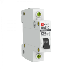Автоматический выключатель 1P 10А (C) 4,5кА ВА 47-29 EKF Basic