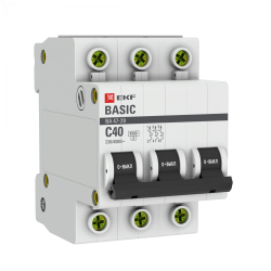 Автоматический выключатель 3P 40А (C) 4,5кА ВА 47-29 EKF Basic