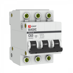 Автоматический выключатель 3P 63А (C) 4,5кА ВА 47-29 EKF Basic