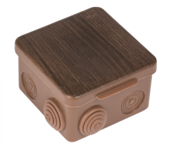 Коробка распаячная КМР-030-014 с крышкой (100х100х55), 8 мембранных вводов тёмное дерево IP54 EKF PROxima